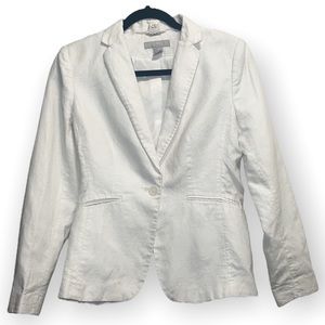 White linen single button blazer size 8